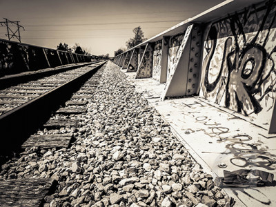 Railroad Tracks in Black and White